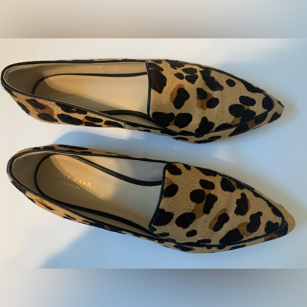 Cole Hana Leopard Faux Fur flats 10B